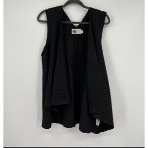 Habitat Women's Sleeveless Cardigan sz L Black Open Front Knit